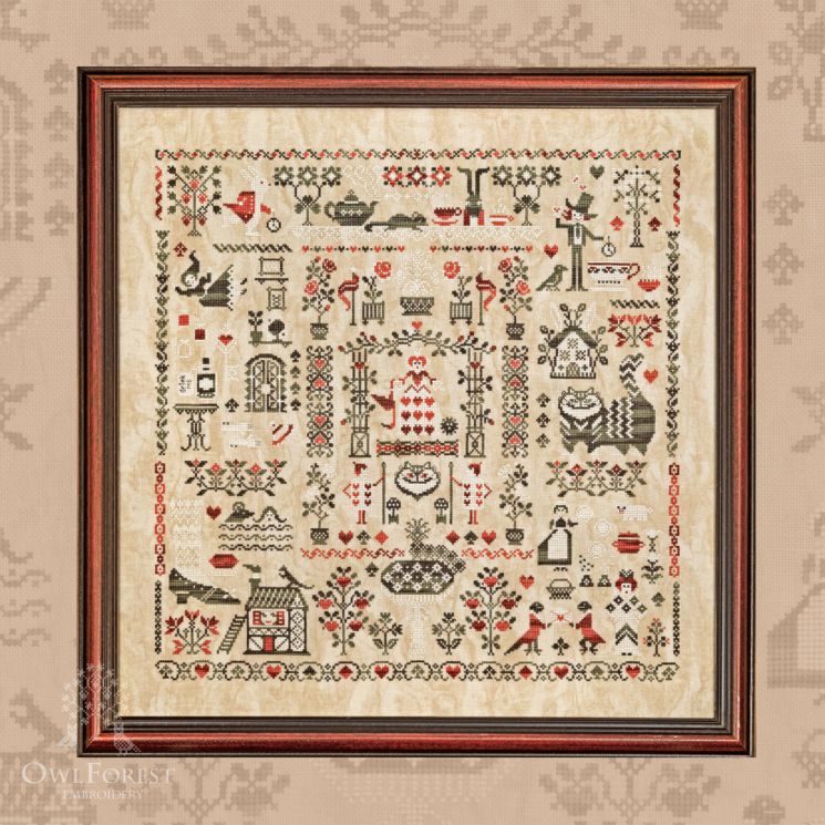 Набор для вышивания Owlforest «Алиса в Стране Чудес» трехцветный вариант 0126-АСЧтк-Н-3Bf