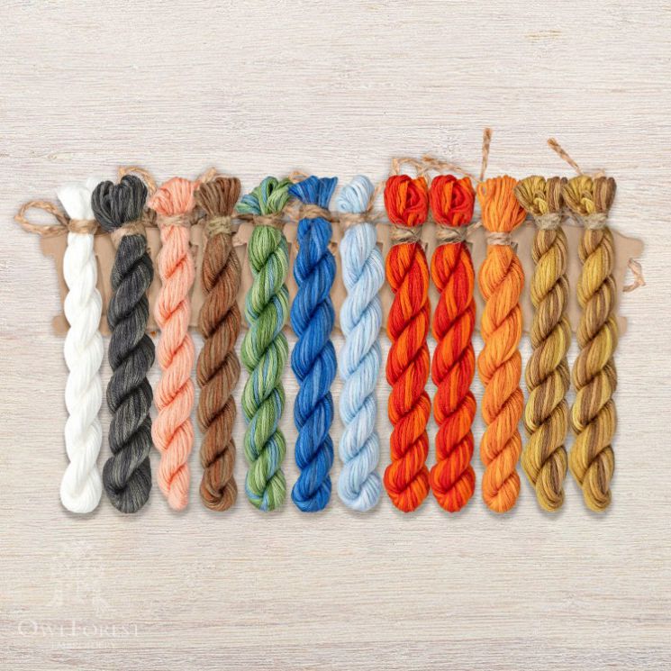 Набор ниток OwlForest для схемы «Конек-горбунок» (ПНК) 28 каунт в 2 нити НМул-КГ76-2282