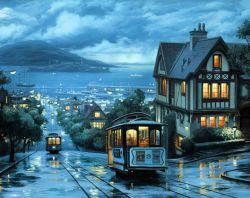 Ag 610 Алмазная мозаика Гранни "Ночной трамвай"