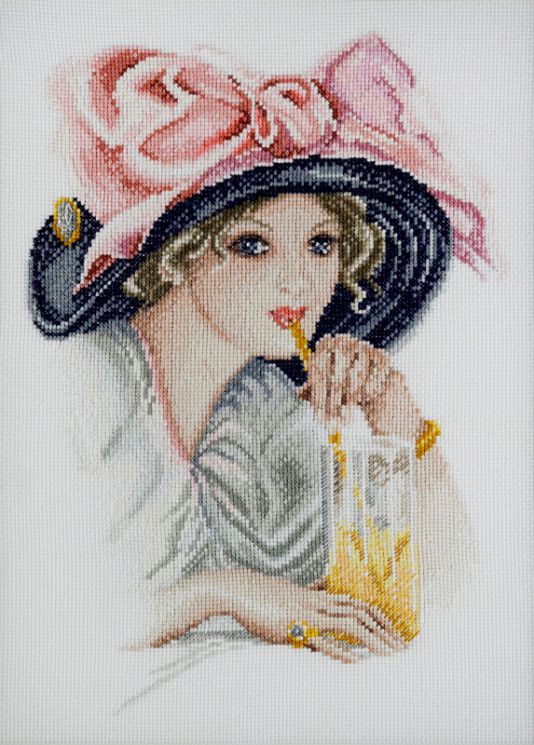 06.004.01 Набор для вышивания Марья Искусница "Девушка с розовым бантом" по картине Харрисона Фишера