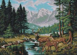 АМА2-015 Алмазная мозаика ТМ Наследие "Олени у реки"