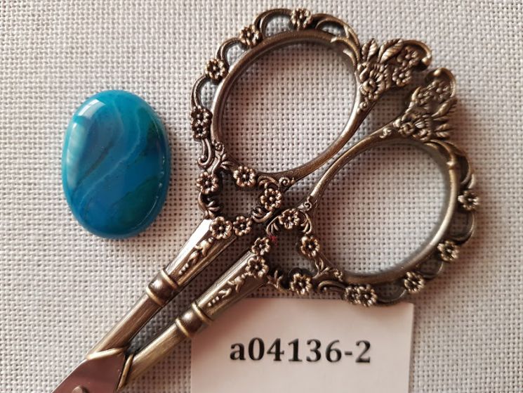 Магнит для игл (Кабошон из агата тонированного синий, 18*25*9мм) а04136-2