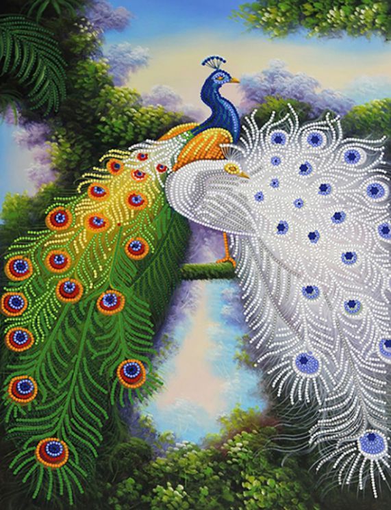 НКБ-207 Набор для вышивания бисером ТМ Наследие "Пара павлинов"