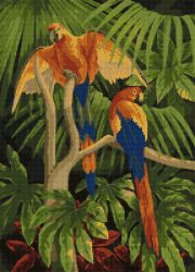 АМА2-021 Алмазная мозаика ТМ Наследие "Попугаи в зелени"