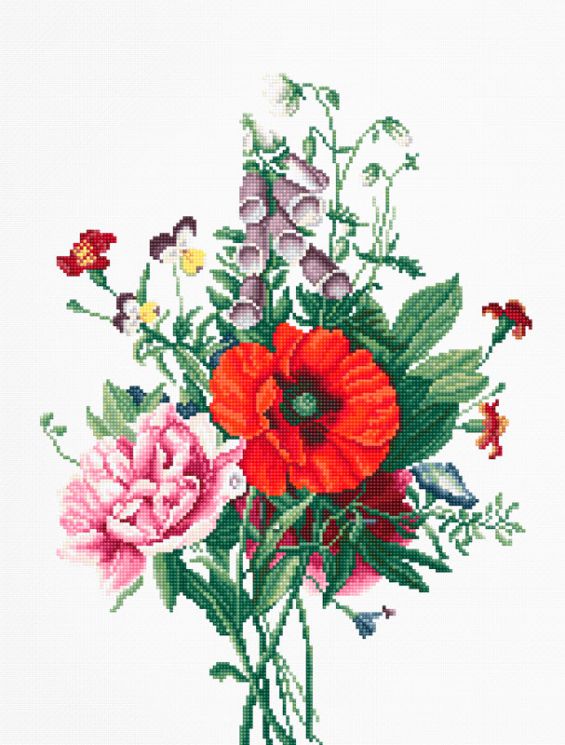 B2350 Набор для вышивания Luca-S "Букет c маком и пионом"