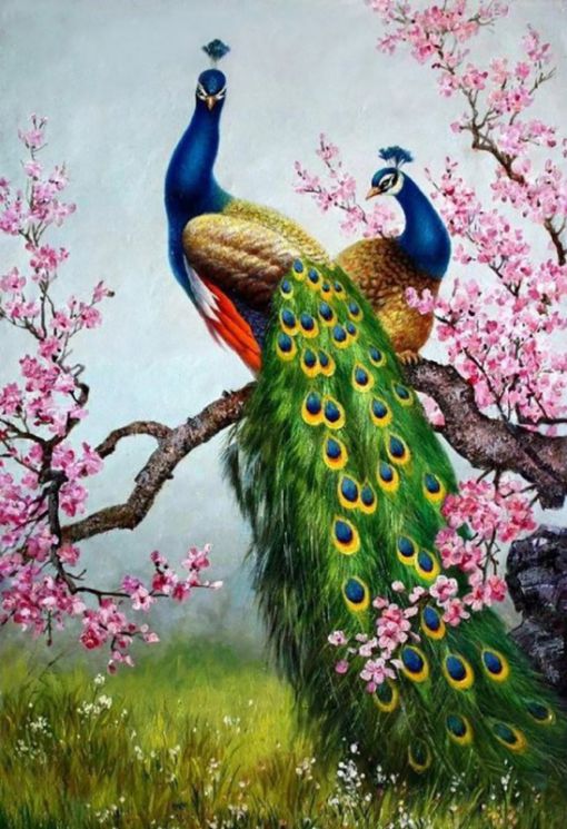 Ag 673 Алмазная мозаика Гранни "Семейство павлинов"