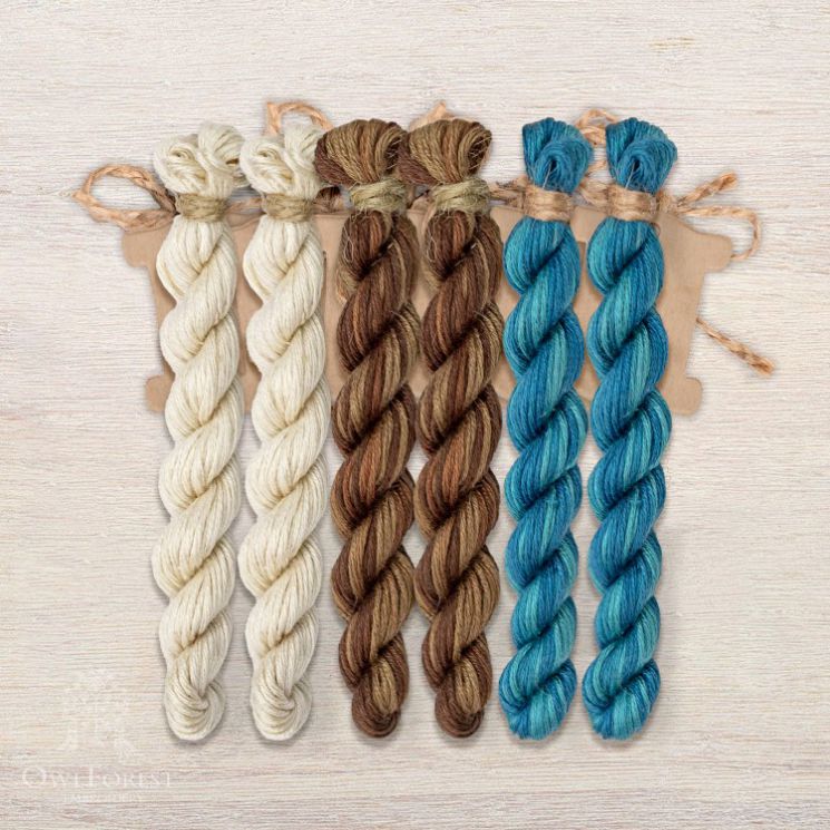 Набор ниток OwlForest для схем «Индейские мотивы» (ПНК)3 цвета «Ящерицы» 32 каунт в 2 нити НМул-ИМЯ171-2322-3 