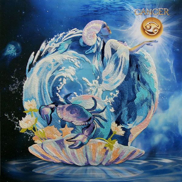 Набор для вышивания гладью РИСУЕМ ИГЛОЙ "РАК-знак зодиака" N0045