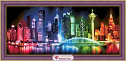 АЖ-1602 Картина стразами Алмазная живопись "Сияющий мегаполис" 