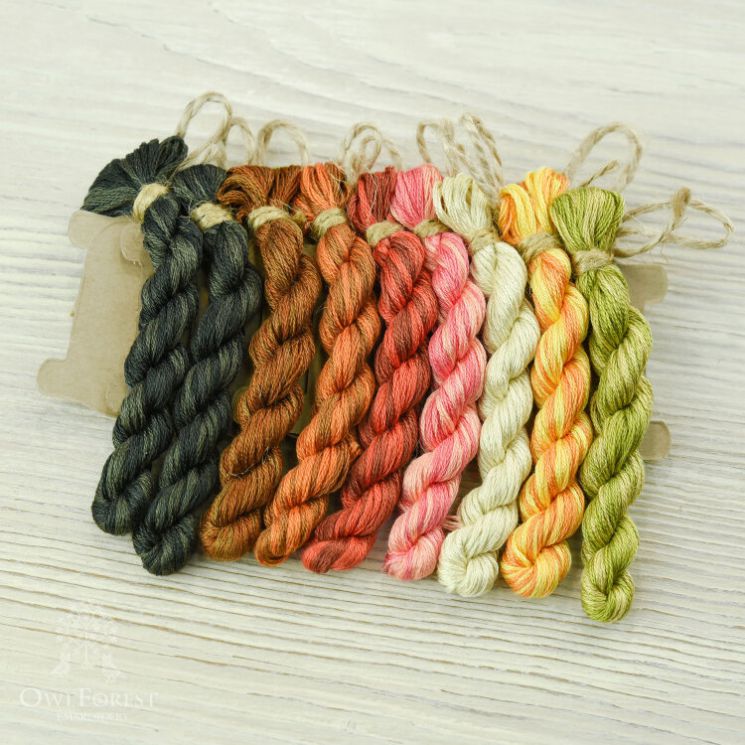 НМул-ОК-3322 Набор ниток OwlForest для схемы «Осенние коты» (DMC) 28, 32, 36 каунт в 2 нити