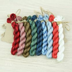 НМул-Снр-2322 Набор ниток OwlForest для схемы «Снегири» (ПНК) 28, 32, 36 каунт в 2 нити, 40 каунт в 1 нить