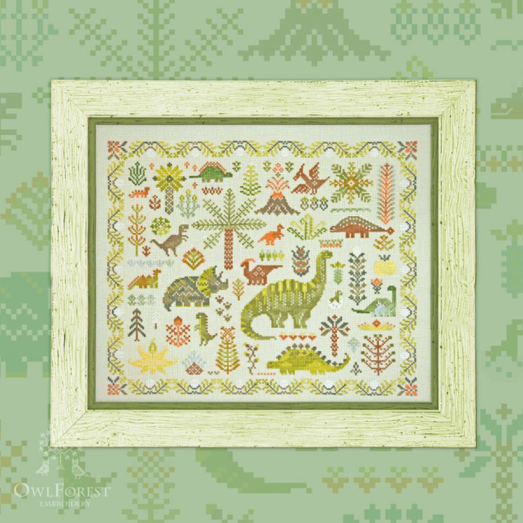 0098-ДЛ-Н-3Bf Набор для вышивания СОВИНЫЙ ЛЕС "Динозавровый лес"
