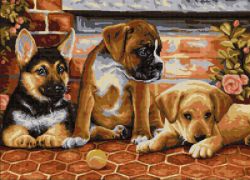 АМА2-040 Алмазная мозаика ТМ Наследие "Щенки после игры"