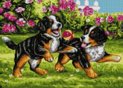 АМА2-041 Алмазная мозаика ТМ Наследие "Игривые щенята"