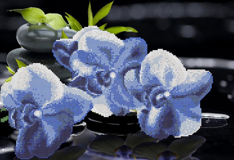 КБ-157 Схема для вышивания бисером ТМ Наследие "Синие орхидеи"