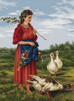 Набор для вышивания в технике гобелен LUCA-S "Девочка с гусями" G486