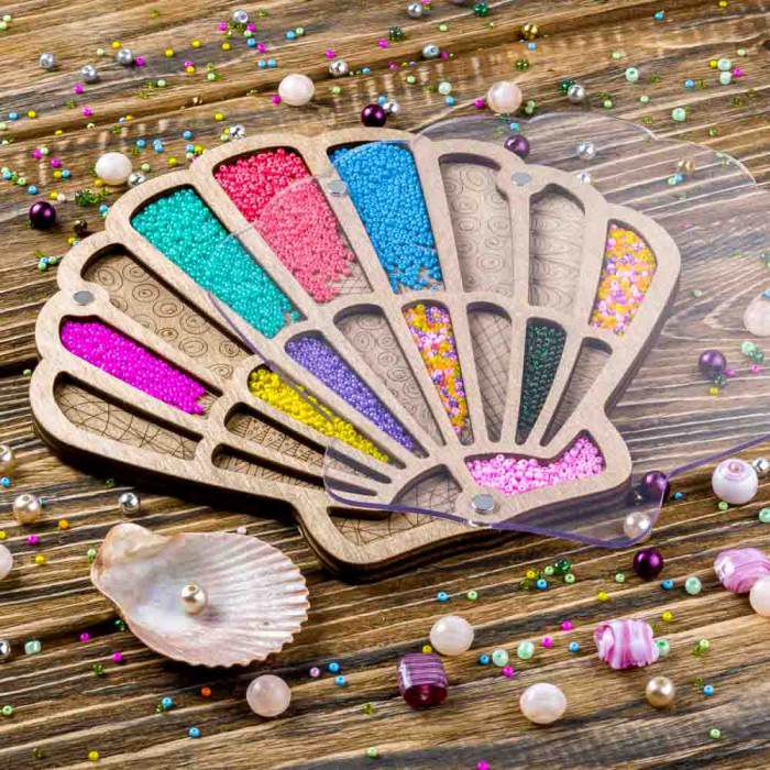 Органайзер для бисера с прозрачной крышкой FLZB-116, 19х18см, 20 ячеек