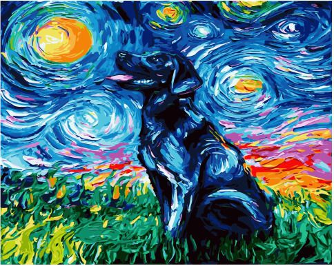 PK 41016 Картина по номерам PAINTBOY "Вечерний пёс" Эксклюзив