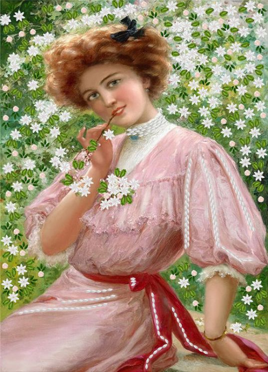 НЛ3-034 Набор для вышивания лентами ТМ Наследие "Девушка в ромашках"