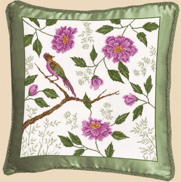 Набор для вышивания крестом ОВЕН "Подушка Райские птицы 4" 535