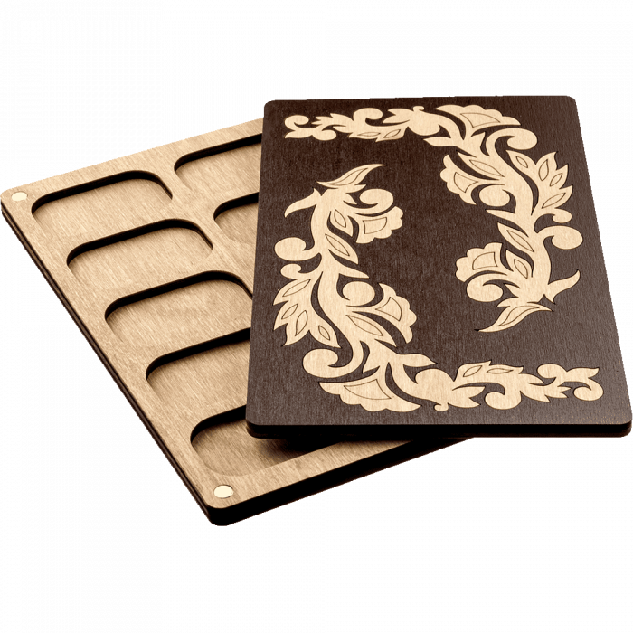 Органайзер для бисера с деревянной крышкой ВОЛШЕБНАЯ  СТРАНА FLZB-059 12*19.5см, 10 ячеек