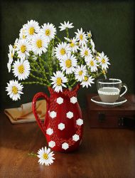 НЛ4-002 Набор для вышивания лентами ТМ Наследие "Ромашки в вазе"