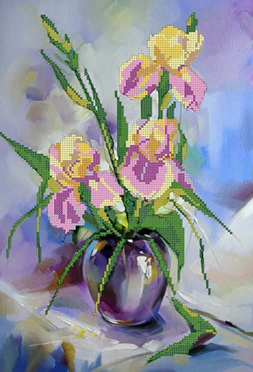 НКБ-081 Набор для вышивания бисером ТМ Наследие "Акварельные ирисы"