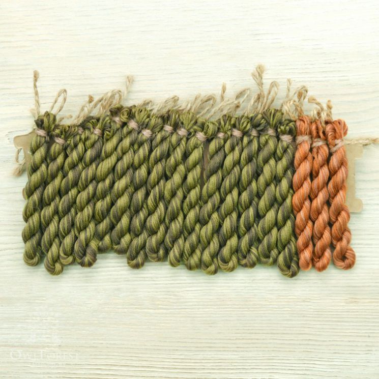 НМул-Жлд-3282-2c Специальный набор ниток OwlForest для схемы «Семплер с желудями» (DMC) двухцветный