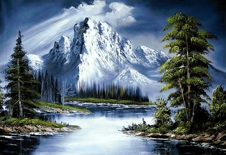 Ag 565 Алмазная мозаика Гранни "Горное озеро"