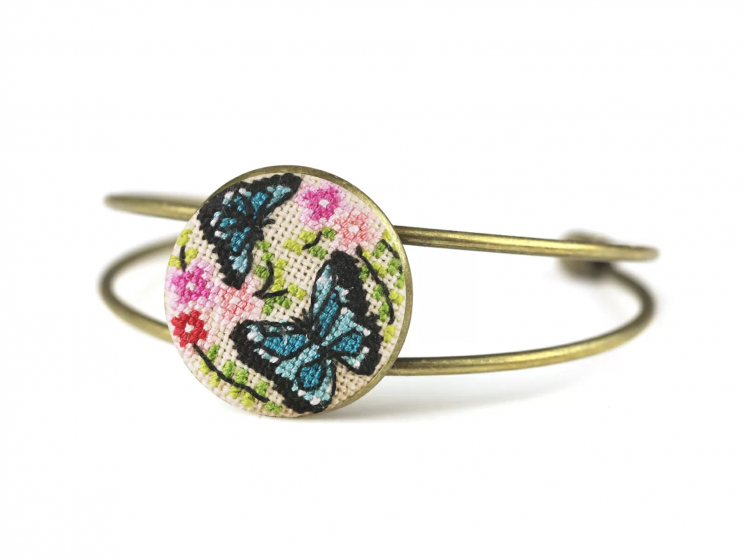 Набор для вышивания Золотое Руно "Браслет "Бабочки №2" (набор в технике микровышивки) СШ-023