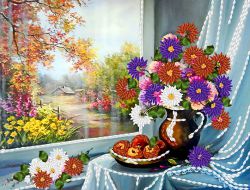 НЛ4-016 Набор для вышивания лентами ТМ Наследие "У окна"