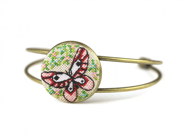 Набор для вышивания Золотое Руно "Браслет "Бабочки №4" (набор в технике микровышивки) СШ-025