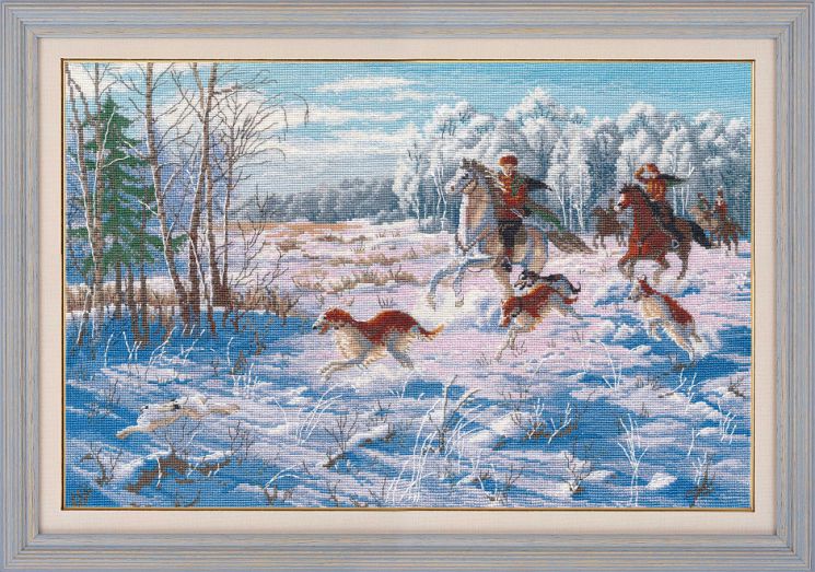 1258 Набор для вышивания Овен "Зимняя охота"