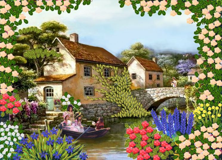 НЛ3-061 Набор для вышивания лентами ТМ Наследие "Прогулка на лодке"