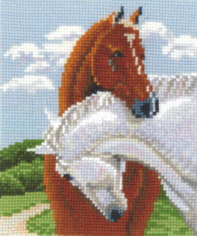 Набор для вышивания крестом СДЕЛАЙ СВОИМИ РУКАМИ "Пара лошадей" П-27