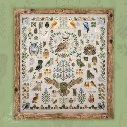 0100-Сов-Н-3Bf1  Набор для вышивания «100 сов» натуральный льняной