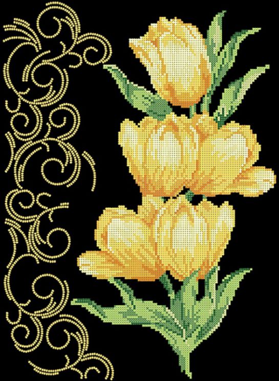 НКБ-135 Набор для вышивания бисером ТМ Наследие "Желтые тюльпаны"